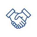 Icon depicting a handshake, representing agreement, partnership, or cooperation